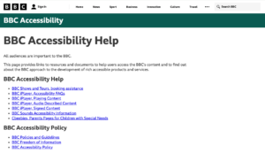 Screenshot of BBC Accessibility Help page 